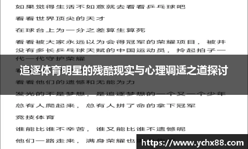 追逐体育明星的残酷现实与心理调适之道探讨